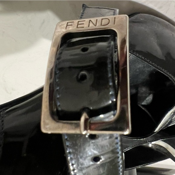 Fendi Glossy Black Strappy heels - Picture 6 of 6